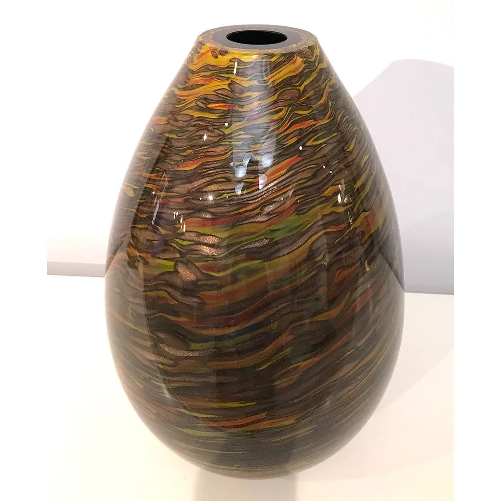 Formia 1980s Three Brown Yellow Red Orange Gold Murano Glass Modern Vases