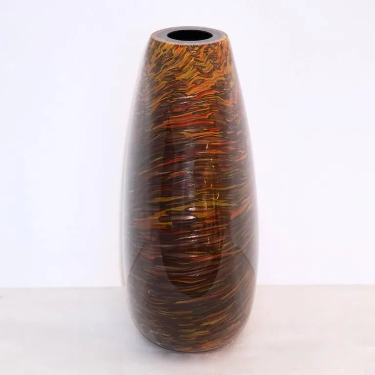 Formia 1980s Three Brown Yellow Red Orange Gold Murano Glass Modern Vases