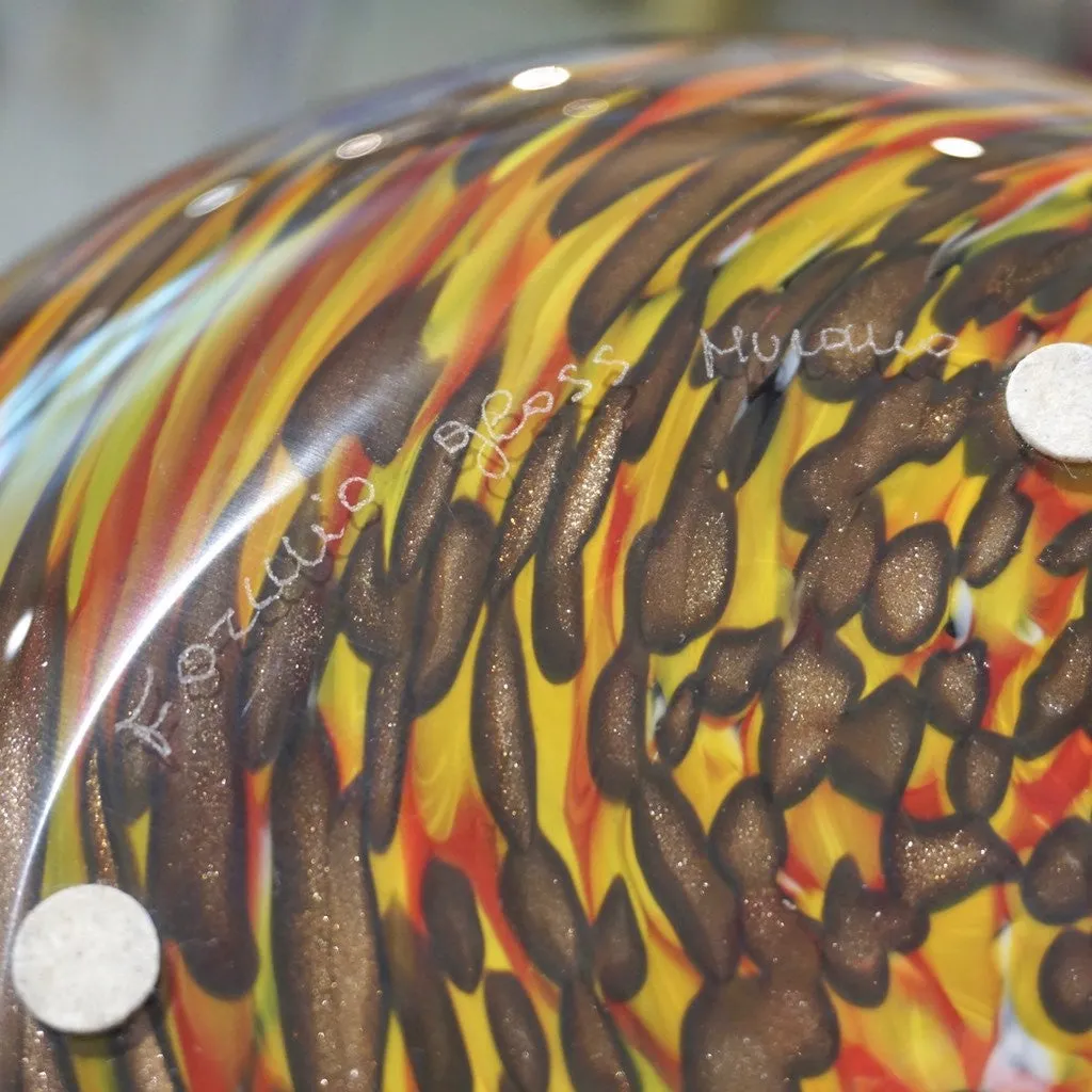 Formia 1980s Three Brown Yellow Red Orange Gold Murano Glass Modern Vases