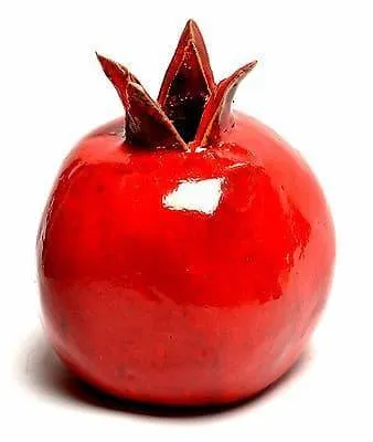 Four Sizes set Of Red Pomegranate Hands Made Art Ceramic Made in Israel