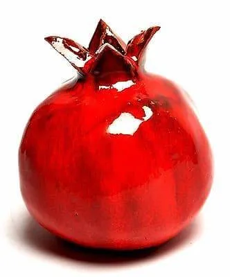 Four Sizes set Of Red Pomegranate Hands Made Art Ceramic Made in Israel