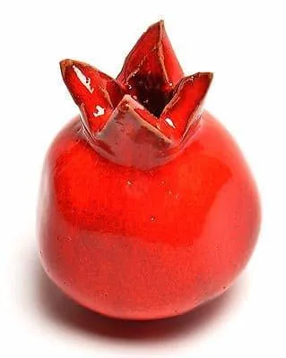 Four Sizes set Of Red Pomegranate Hands Made Art Ceramic Made in Israel
