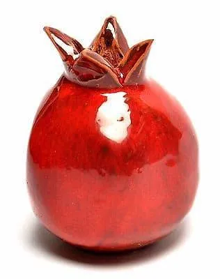 Four Sizes set Of Red Pomegranate Hands Made Art Ceramic Made in Israel