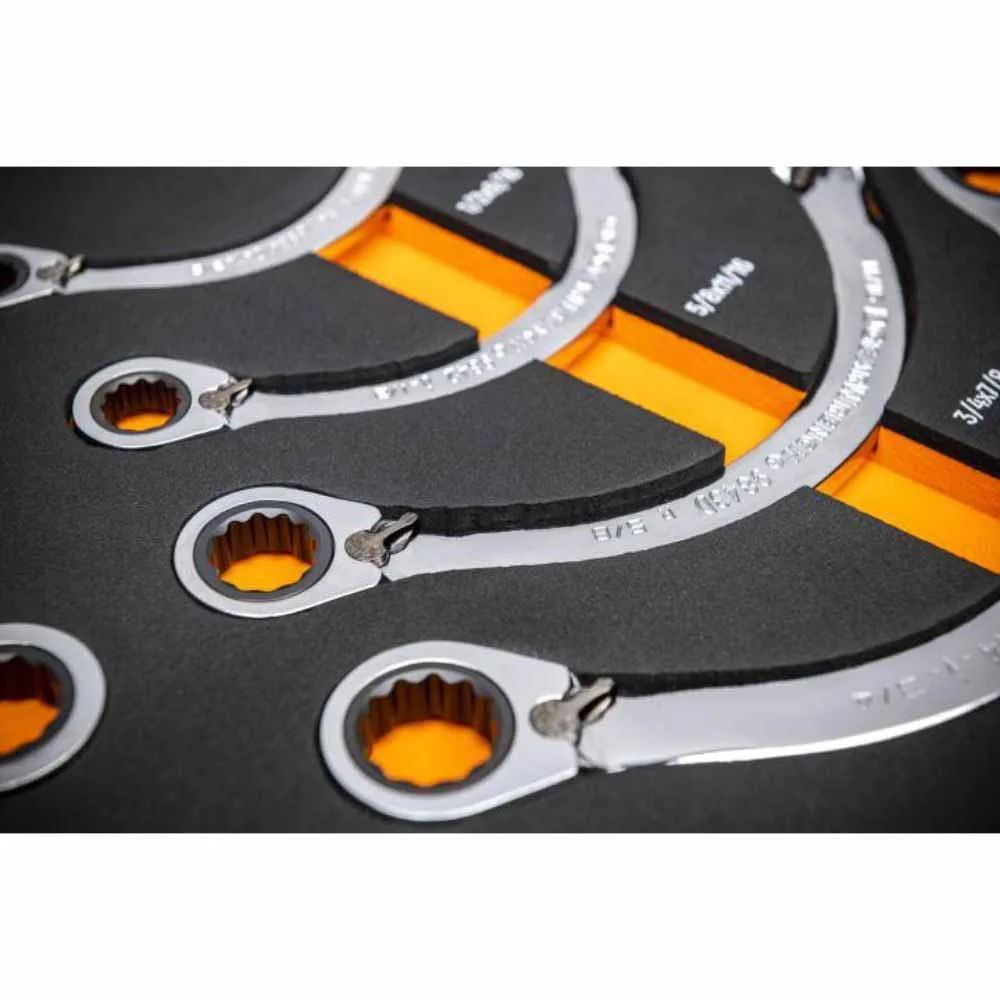 Gearwrench GWMSSRWSAE 19 Piece Specialty Ratcheting SAE Wrench Set in Foam Storage Tray