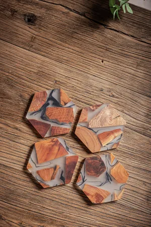 Gohobi Hexagon Wooden Resin Coaster (11cm)