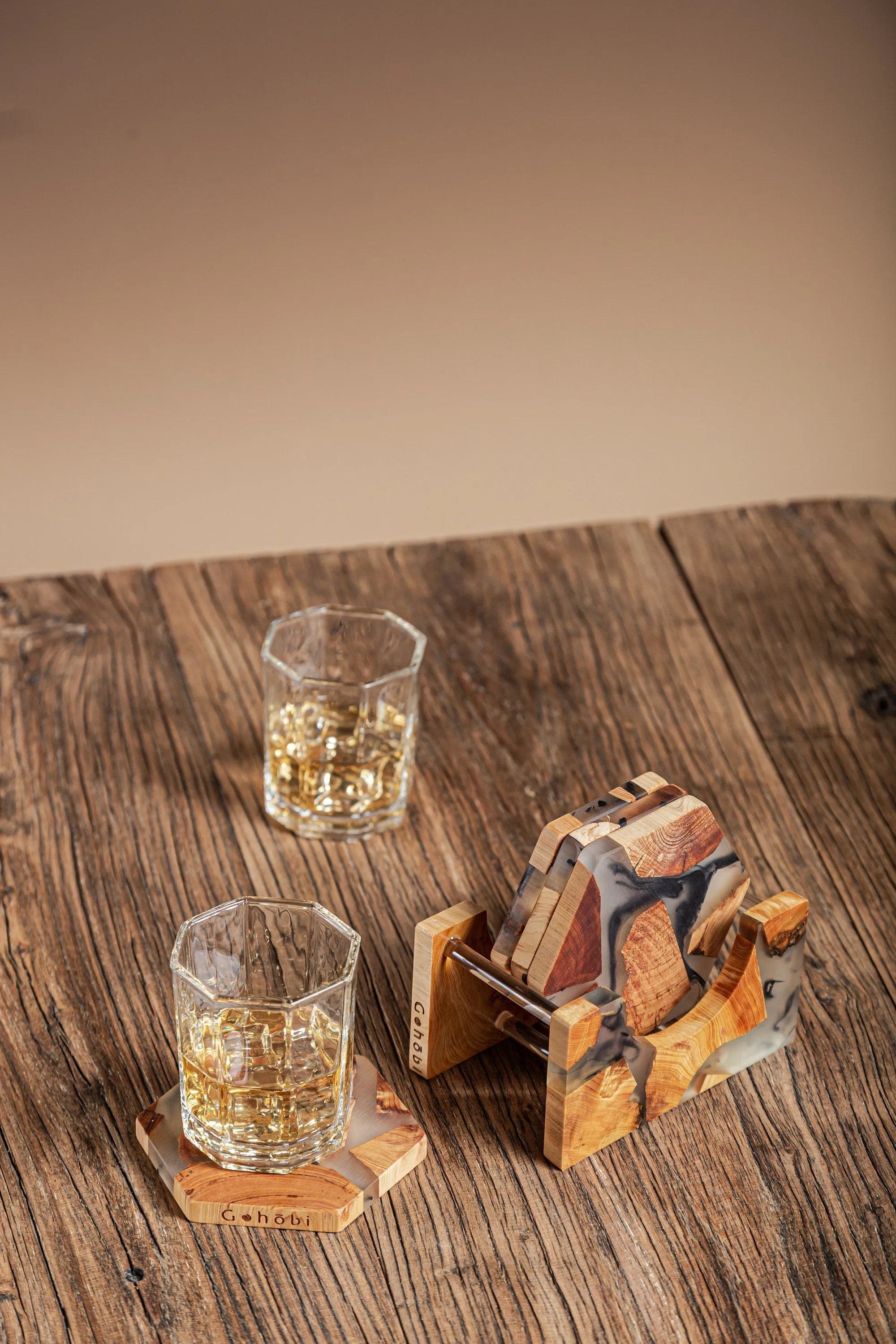 Gohobi Hexagon Wooden Resin Coaster (11cm)