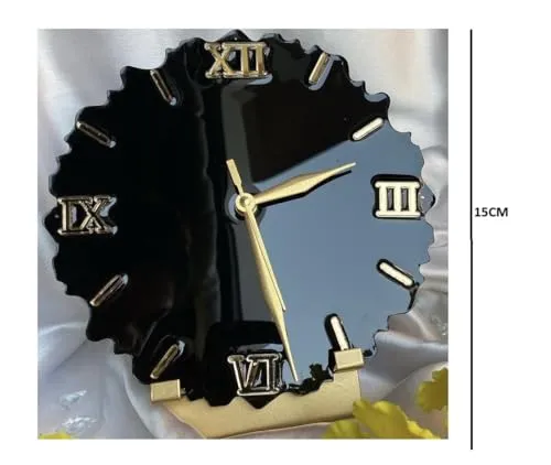 HANDARTED Premium Stylish Resin Luxury Table Clock with Stand Silent Quartz Decorative Latest Table Clock Battery Operated Easy to Use for Room/Office/School MDF Base