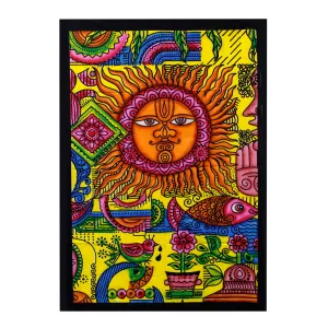 Handbrushed Cotton Wall Art - Sun | Vibrant Home Décor | 115cm x 75cm