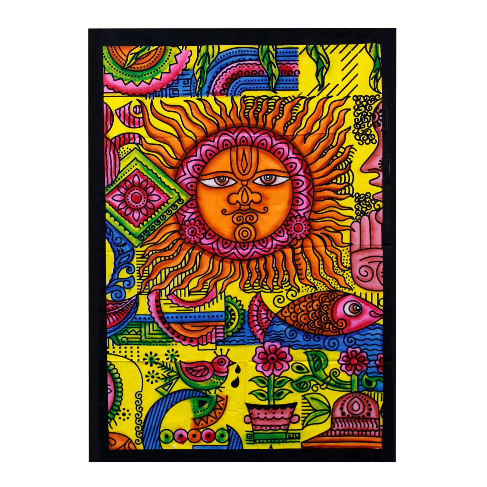 Handbrushed Cotton Wall Art - Sun | Vibrant Home Décor | 115cm x 75cm