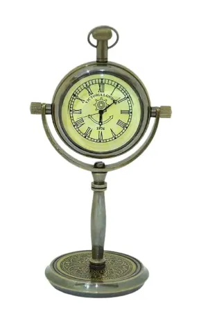 Handmade Brass Victoria London 1876 Desk and Shelf Clock Roman Dial Nautical Clock, Engraved Design for Gift, Study Table, Office, Bedroom, Kitchen, Home Decor