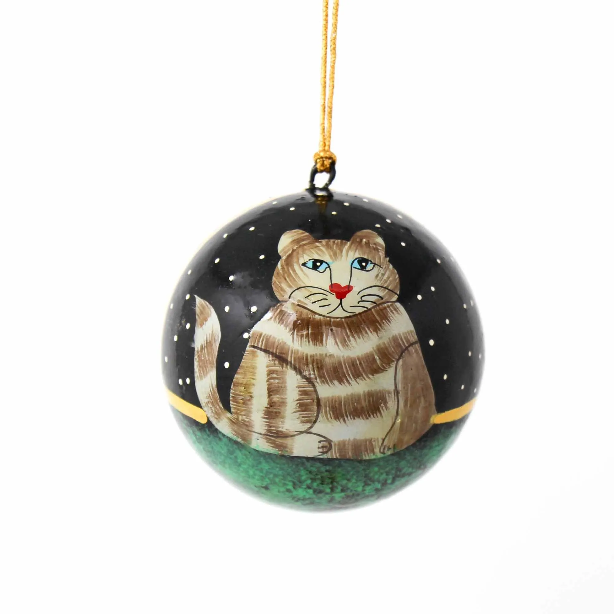Handpainted Cat Ornaments, Set of 2