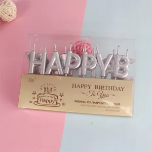 Happy Birthday Candle Set | Silver