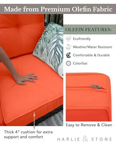 Harlie & Stone Outdoor Seat Cushion 22 x 22 Outdoor Cushions Orange