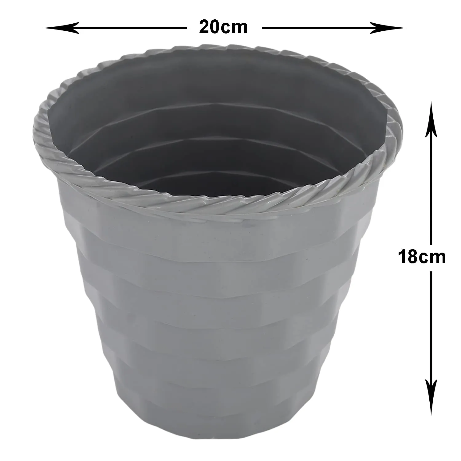 Heart Home Brick Flower Pot|Durable Plastic Flower Pots|Planters for Home Décor|Garden|Living Room|Balcony|8 Inch|Pack of 4 (Grey)