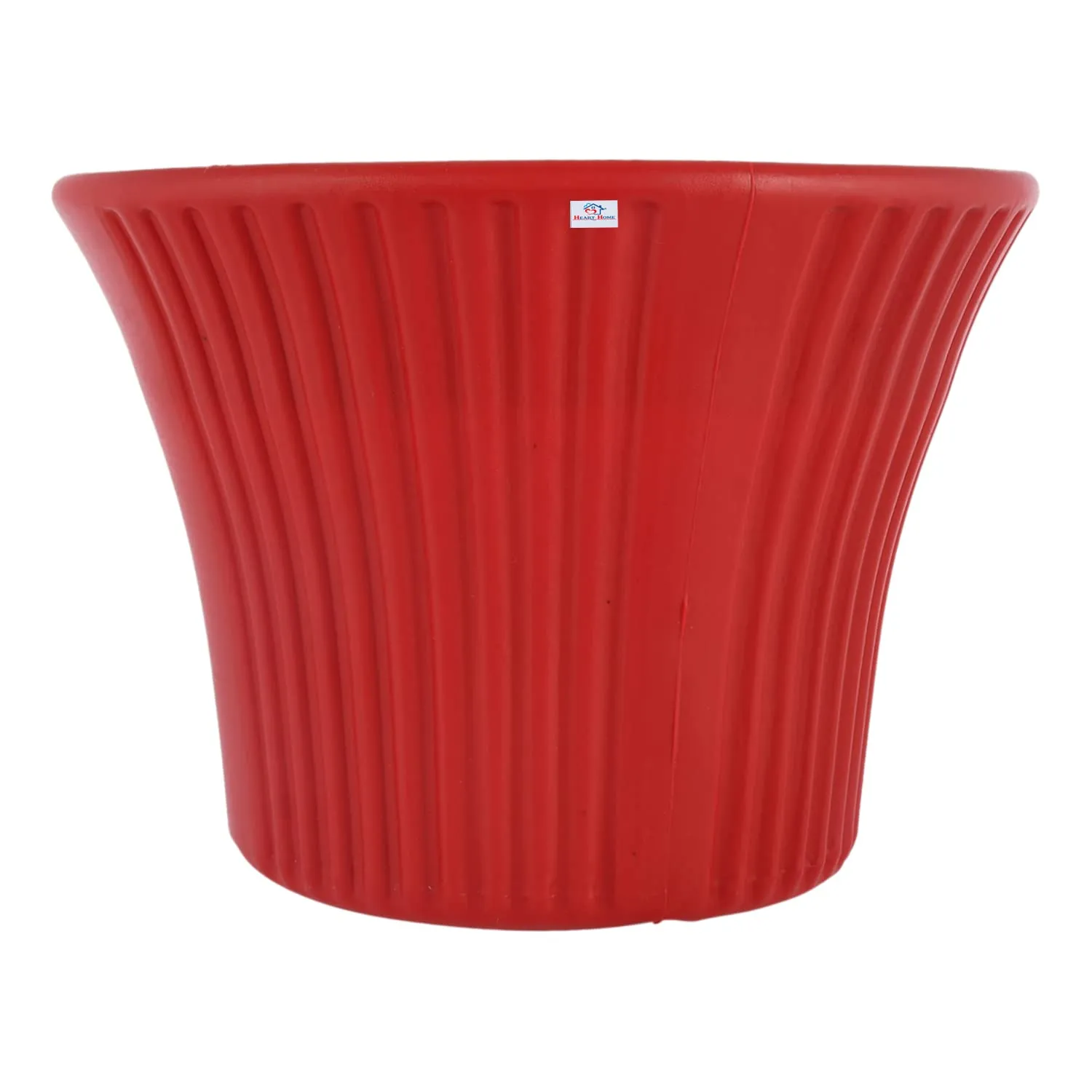 Heart Home Sunshine Flower Pot|Durable Plastic Flower Pots|Planters for Home Décor|Garden|Living Room|Balcony|8 Inch|Pack of 2 (Red)