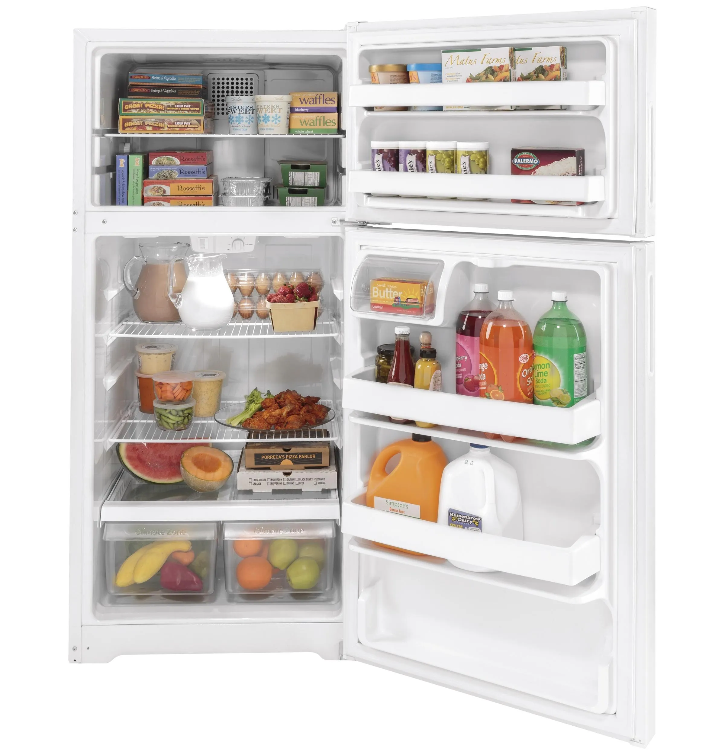 HPE16BTNRWW Hotpoint® ENERGY STAR® 15.6 Cu. Ft. Recessed Handle Top-Freezer Refrigerator