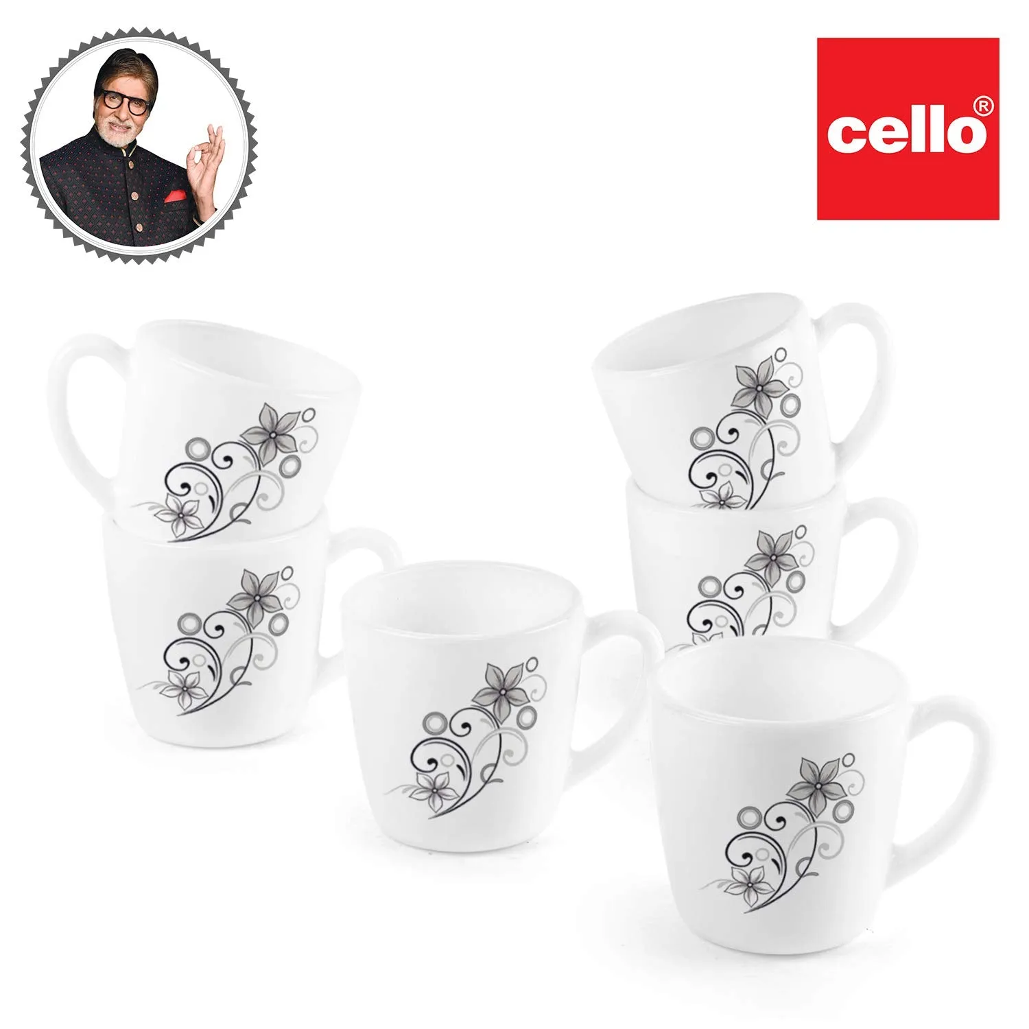 Imperial Camber Black Ricca Mugs, 6 Pieces