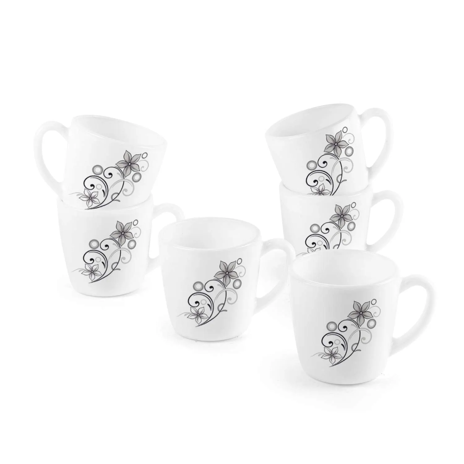 Imperial Camber Black Ricca Mugs, 6 Pieces