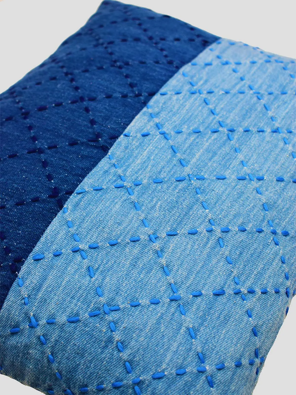 Indigo Embroidered Denim Cushion Cover