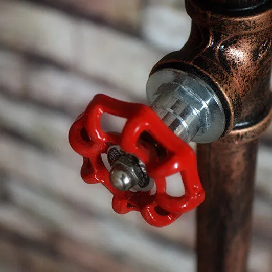 Industrial Steampunk Copper Water Pipe 2-Light Standing Floor Lamp