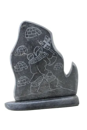 Inuit Soapstone etching by Artist Bobby Ilisituk