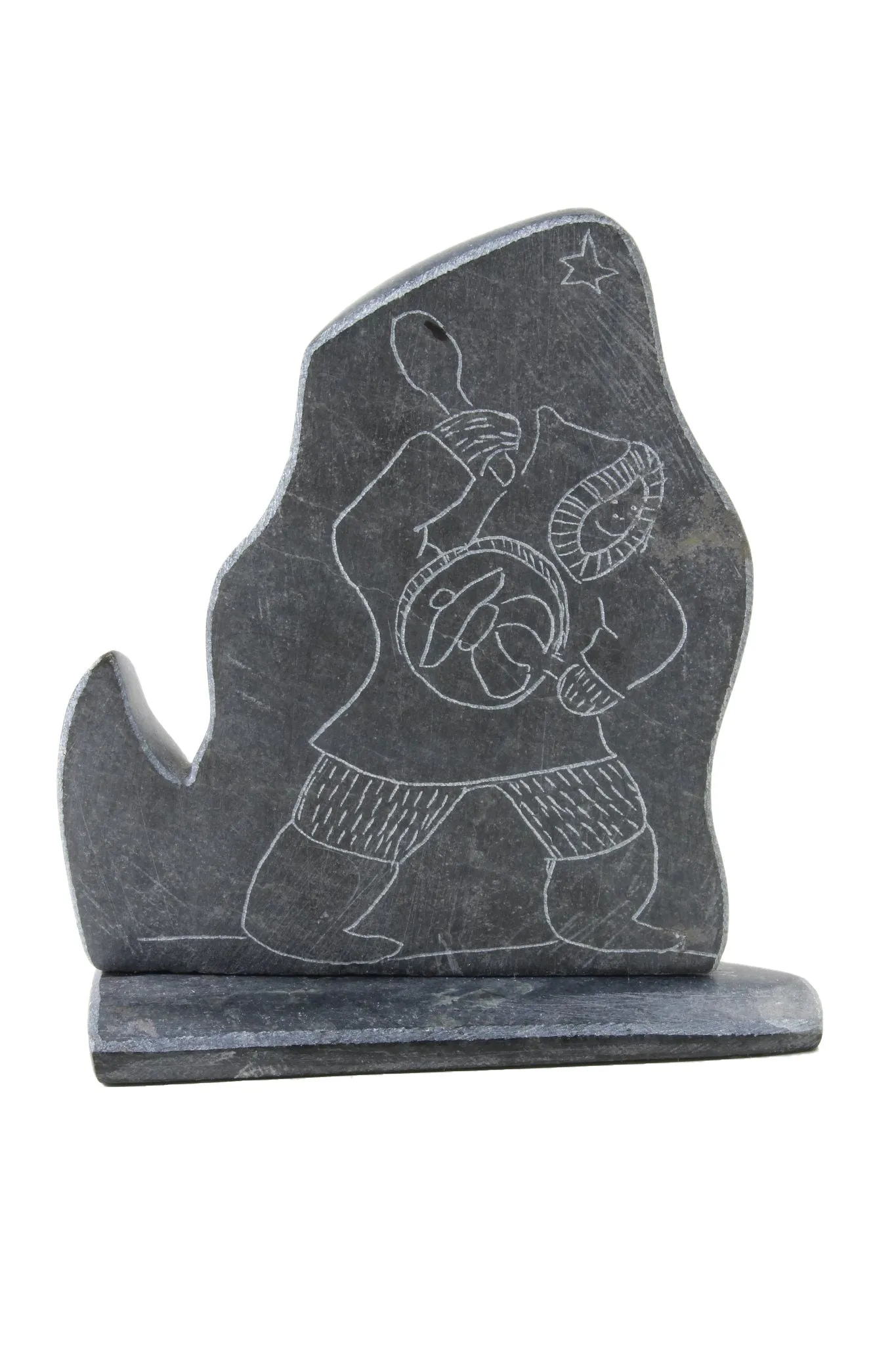 Inuit Soapstone etching by Artist Bobby Ilisituk