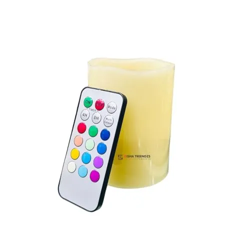 Itisha Treendzs Real Wax LED Flameless Candles, 7 CM x 10 CM, Battery Powered, Remote Control, Home Decor, Birthday, Christmas, Diwali