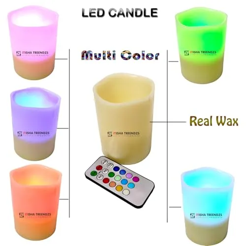Itisha Treendzs Real Wax LED Flameless Candles, 7 CM x 10 CM, Battery Powered, Remote Control, Home Decor, Birthday, Christmas, Diwali