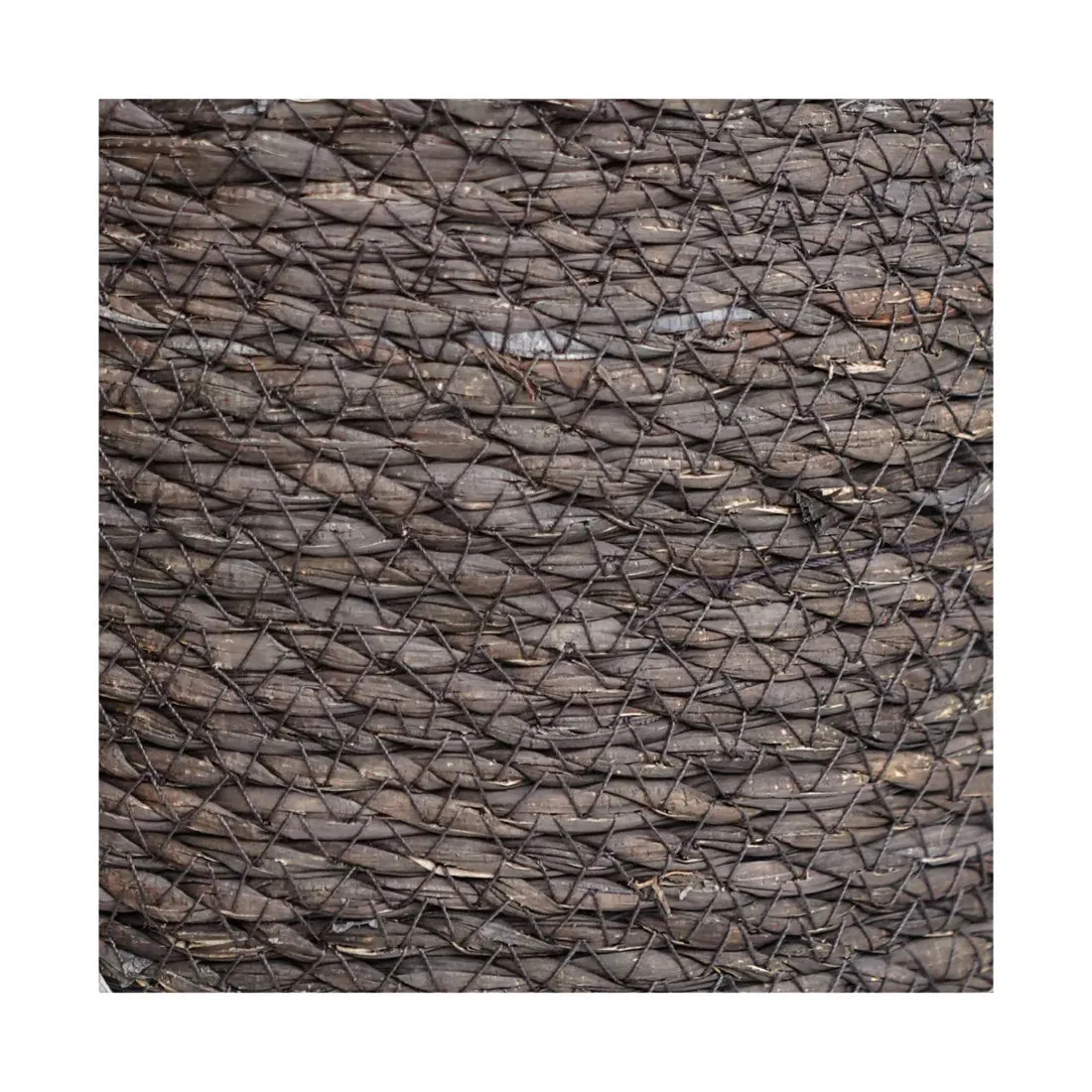 Ivyline 15cm Theo Grey Rim Woven Storage Basket Planters 100% Natural Split Seagrass