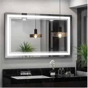 KALYAN TRADERS led Wall Mirror bedroom mirror with Touch Sensor: Illuminated Rectangular Lighted Mirror with Natural Light Background (Wall Mount) size(24x30)-W15.