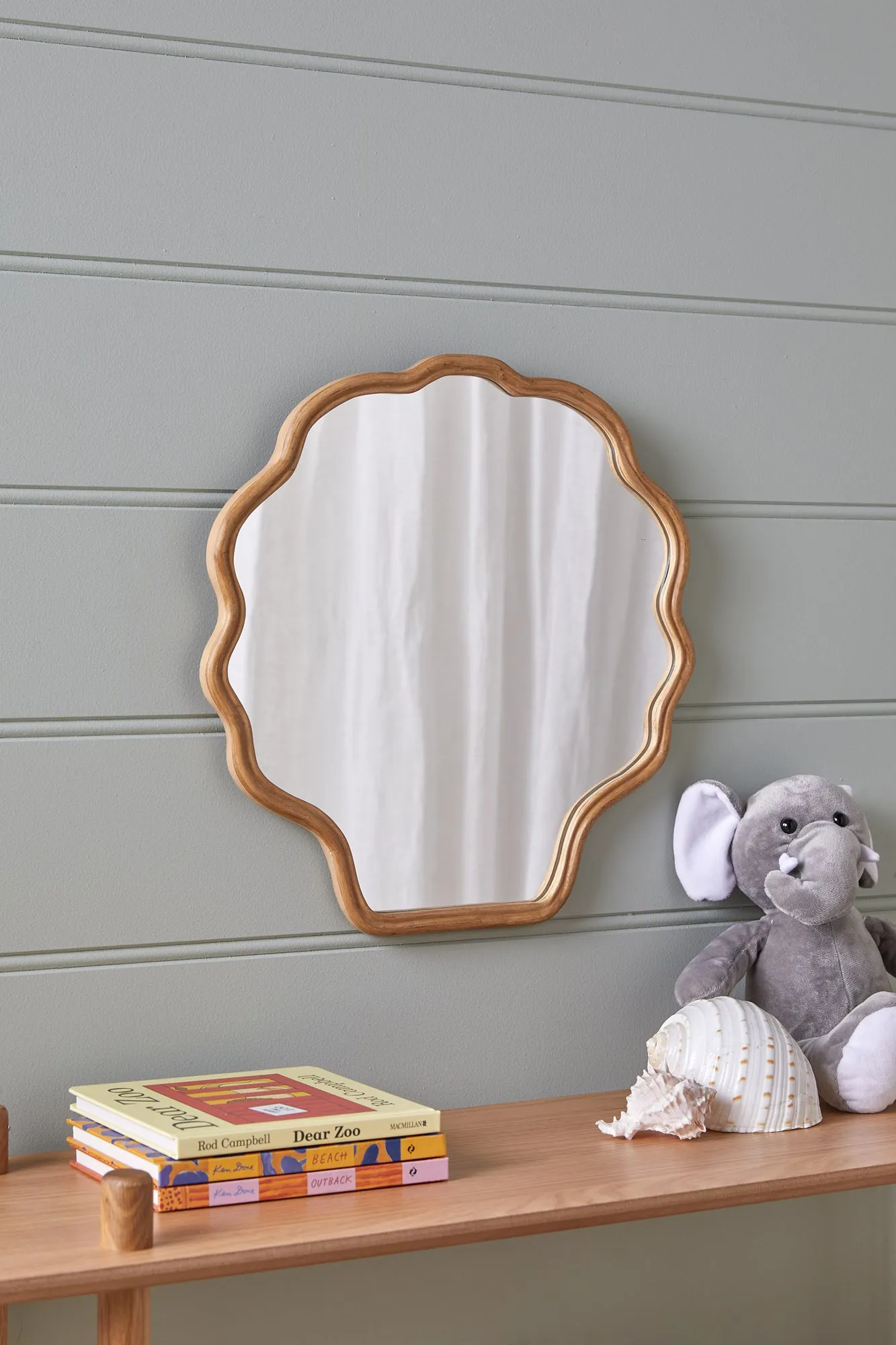 Kids' Shell Rattan Wall Mirror