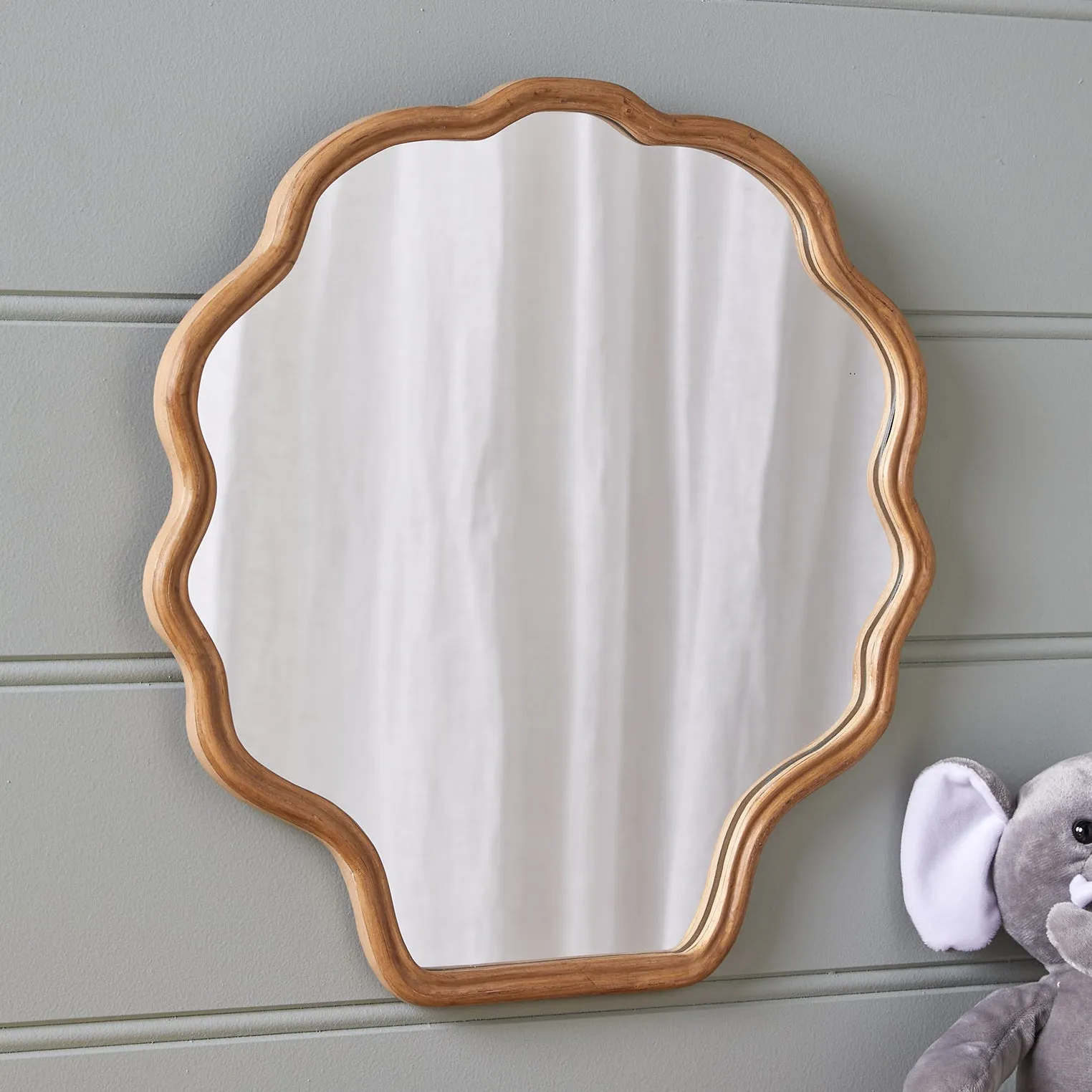 Kids' Shell Rattan Wall Mirror