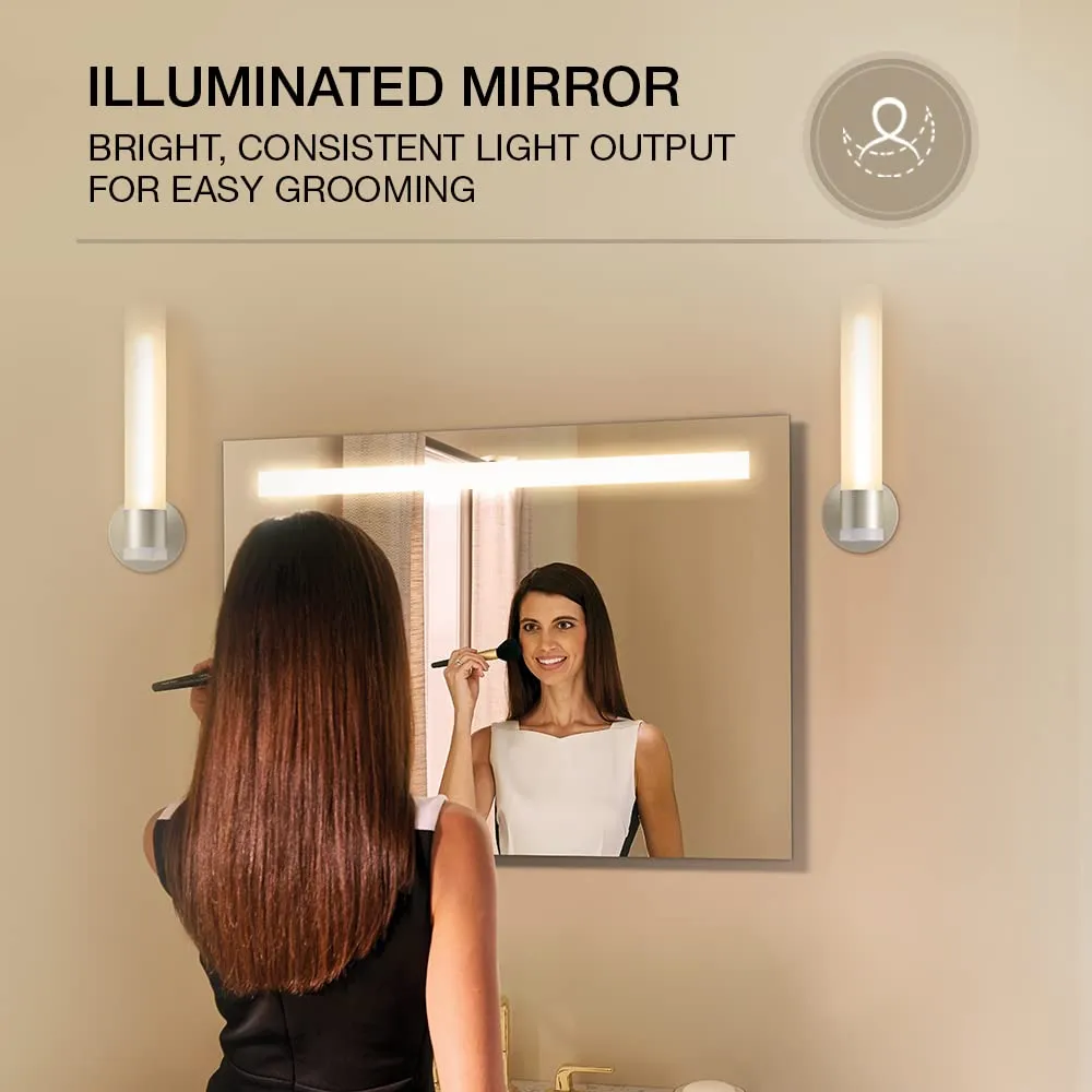 Kohler Forefront Rectangular Light Mirror for Bathroom 889mmX660mm (35" x 26") LED Mirror for Wash Basin - Anti-Steam with Digital Mirror Clock Display - Touchless Control - High Definition Reflection