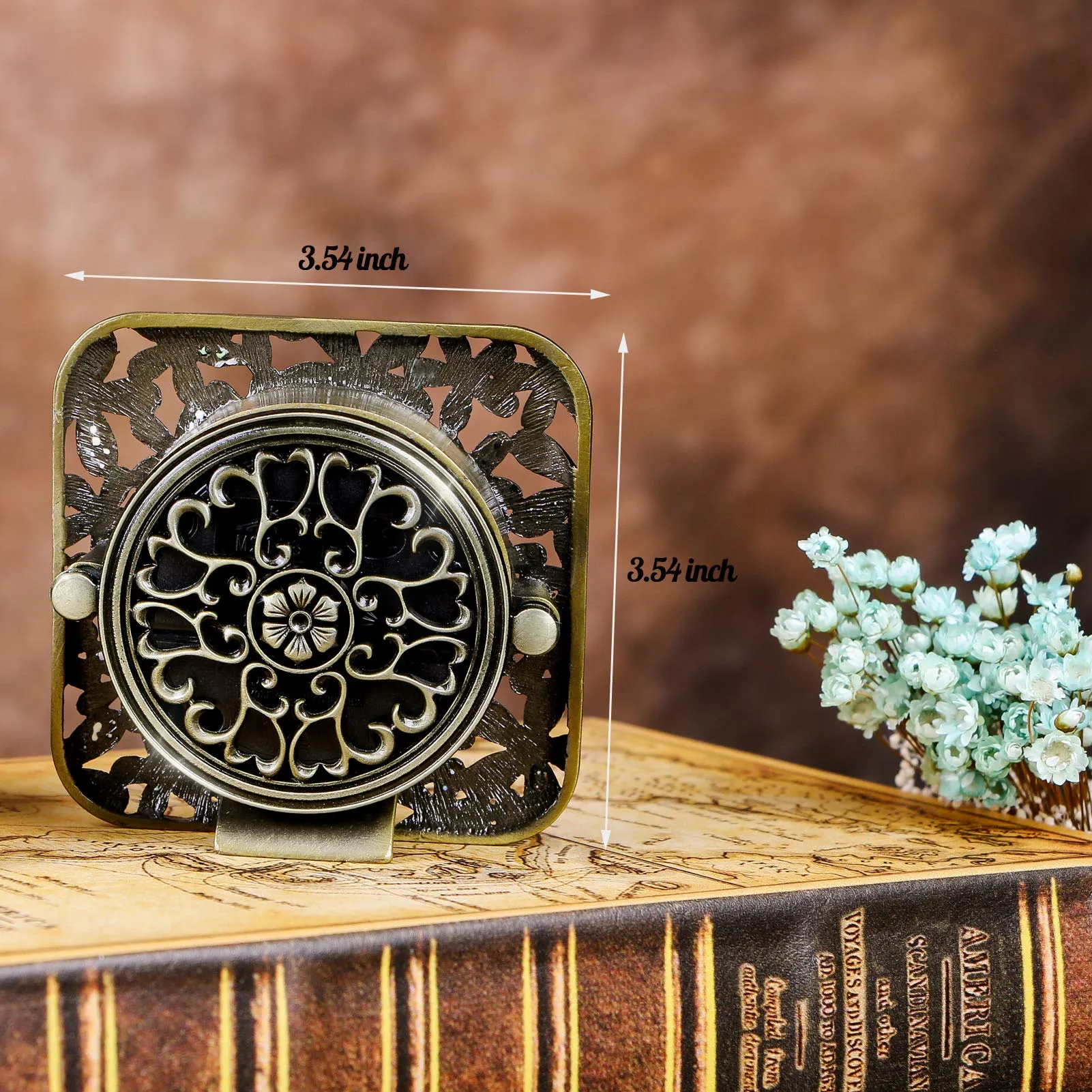 Lcteey Vintage Desk Clock,Handmade Clock,Battert Operated,Classic Analog Table Clock for Living Room