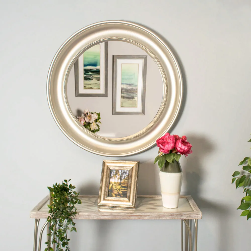Lena wall mirror beaded round champagne