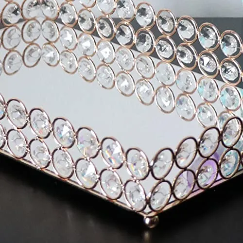 LICHTS 3 Size - Mirrored Tray Home Decor Crystal Vanity Makeup Perfume Jewelry Tray 30x20x5cm