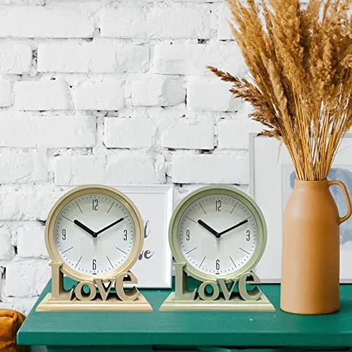 LOSA Geometric Table Clock Decorative Battery Powered Living Room Ornament Green