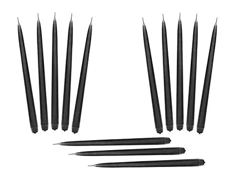LUCES Paraffin Wax Black Tall Taper Stick Candles Pillar Smokeless Dripless Scented for Party Home Dinner Table Decor Set of 16 Burn Time 8 Hour
