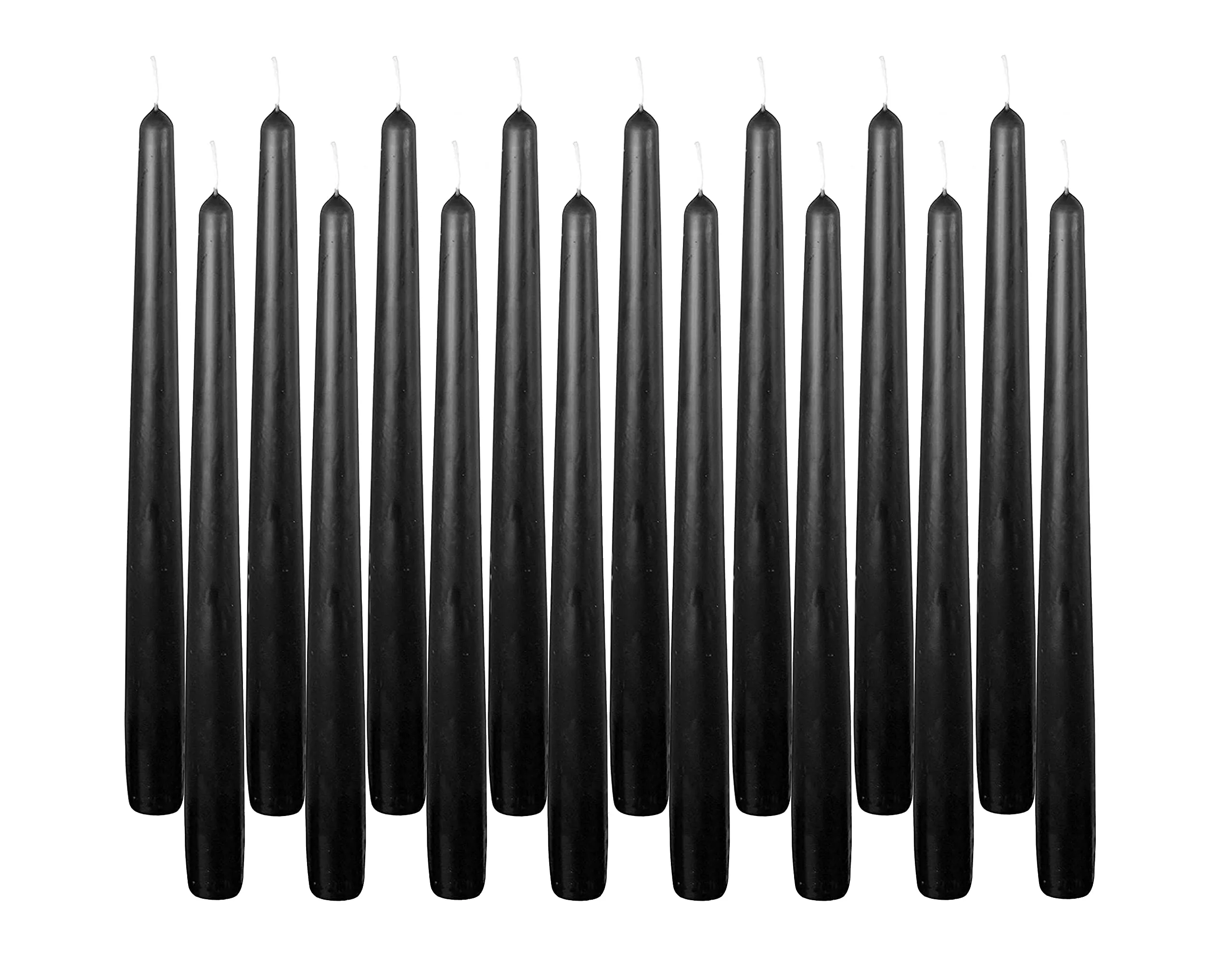LUCES Paraffin Wax Black Tall Taper Stick Candles Pillar Smokeless Dripless Scented for Party Home Dinner Table Decor Set of 16 Burn Time 8 Hour