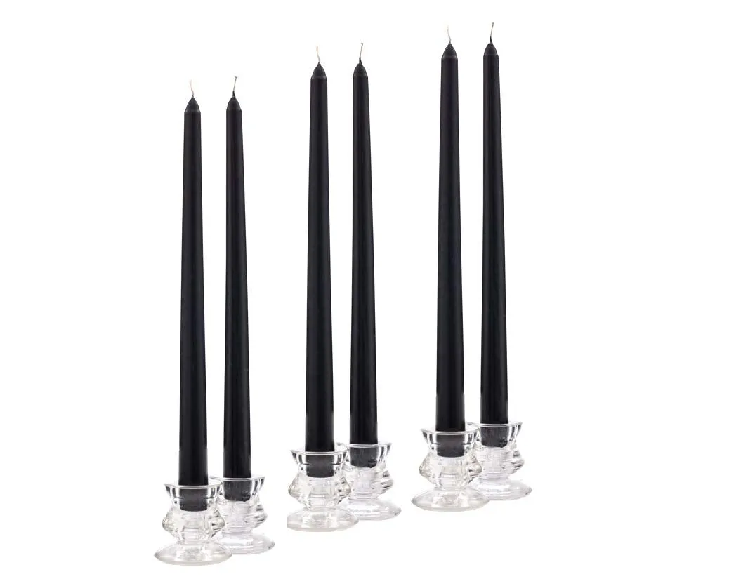 LUCES Paraffin Wax Black Tall Taper Stick Candles Pillar Smokeless Dripless Scented for Party Home Dinner Table Decor Set of 16 Burn Time 8 Hour