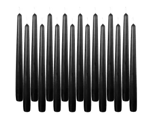 LUCES Paraffin Wax Black Tall Taper Stick Candles Pillar Smokeless Dripless Scented for Party Home Dinner Table Decor Set of 16 Burn Time 8 Hour