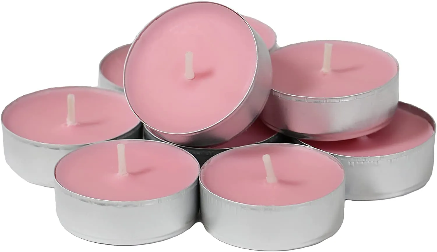 LUCES Paraffin Wax Pink Tea light candles Smokeless Scented Floating tea cup tealight tin base for Party Home Decor Set of 80