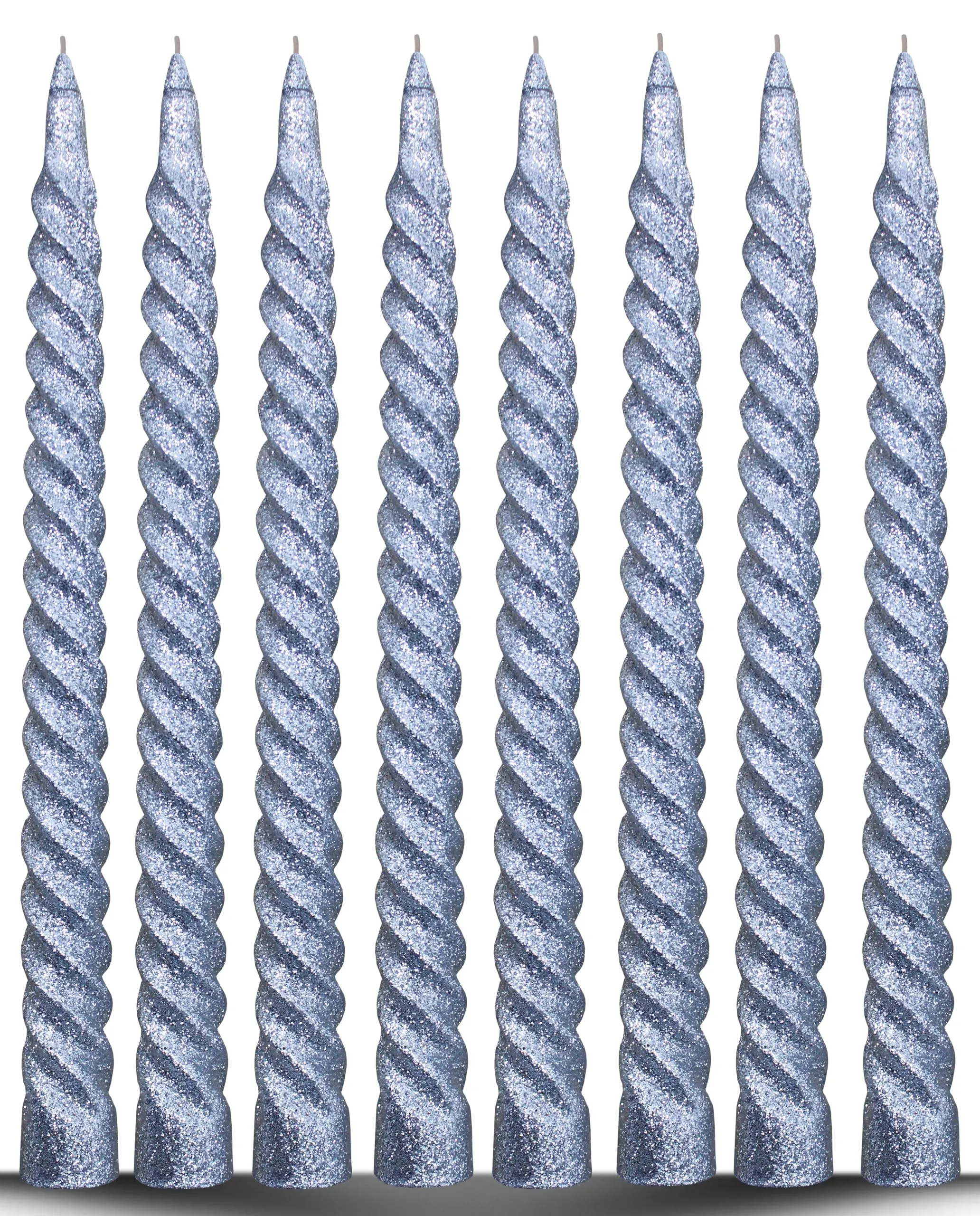 Luces Silver Spiral Candles Glitter Taper Twisted Candles for Party Home Decoretion Church Dinner Table Decor Set of 8