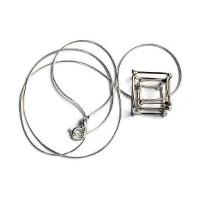 Ludviks Medium 2 Silver Cube Pendant