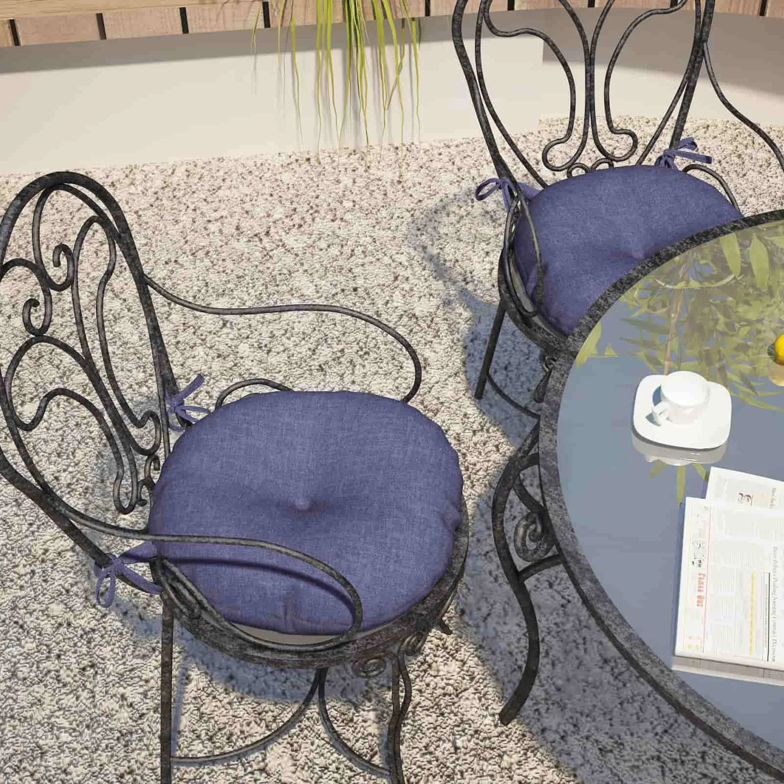 LVTXIII Outdoor Round Bistro Seat Cushions 15"x15"x4" Navy Textured （Set of 2）