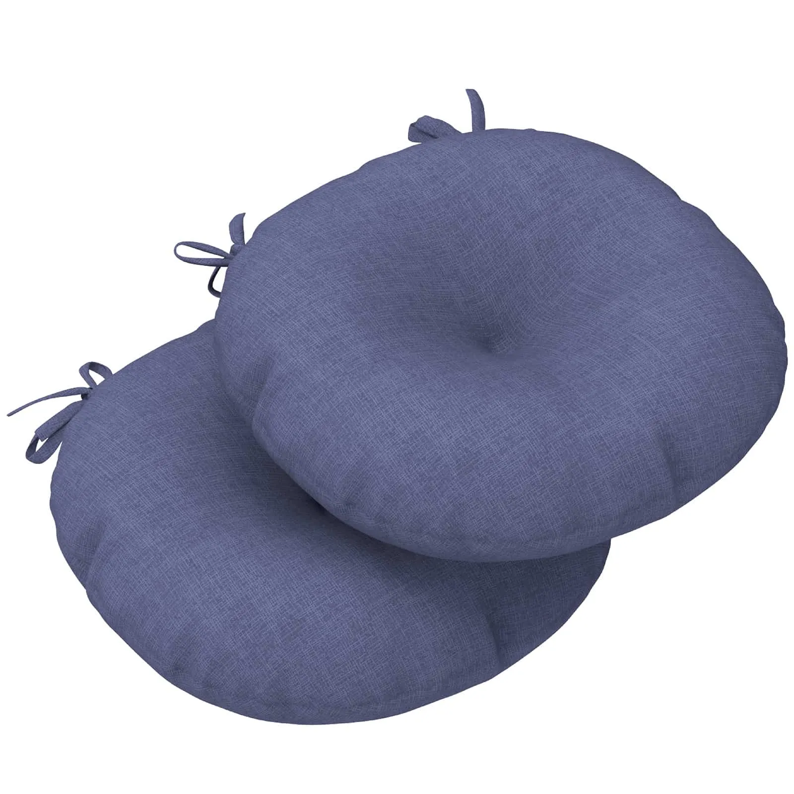 LVTXIII Outdoor Round Bistro Seat Cushions 15"x15"x4" Navy Textured （Set of 2）