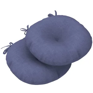 LVTXIII Outdoor Round Bistro Seat Cushions 15"x15"x4" Navy Textured （Set of 2）