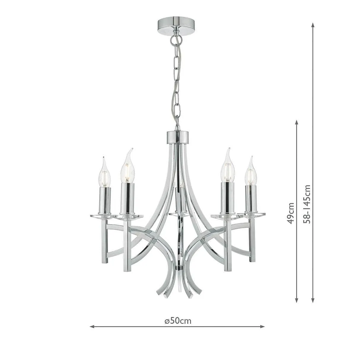 Madrid 5 Light Polished Chrome & Crystal Pendant Ceiling Light