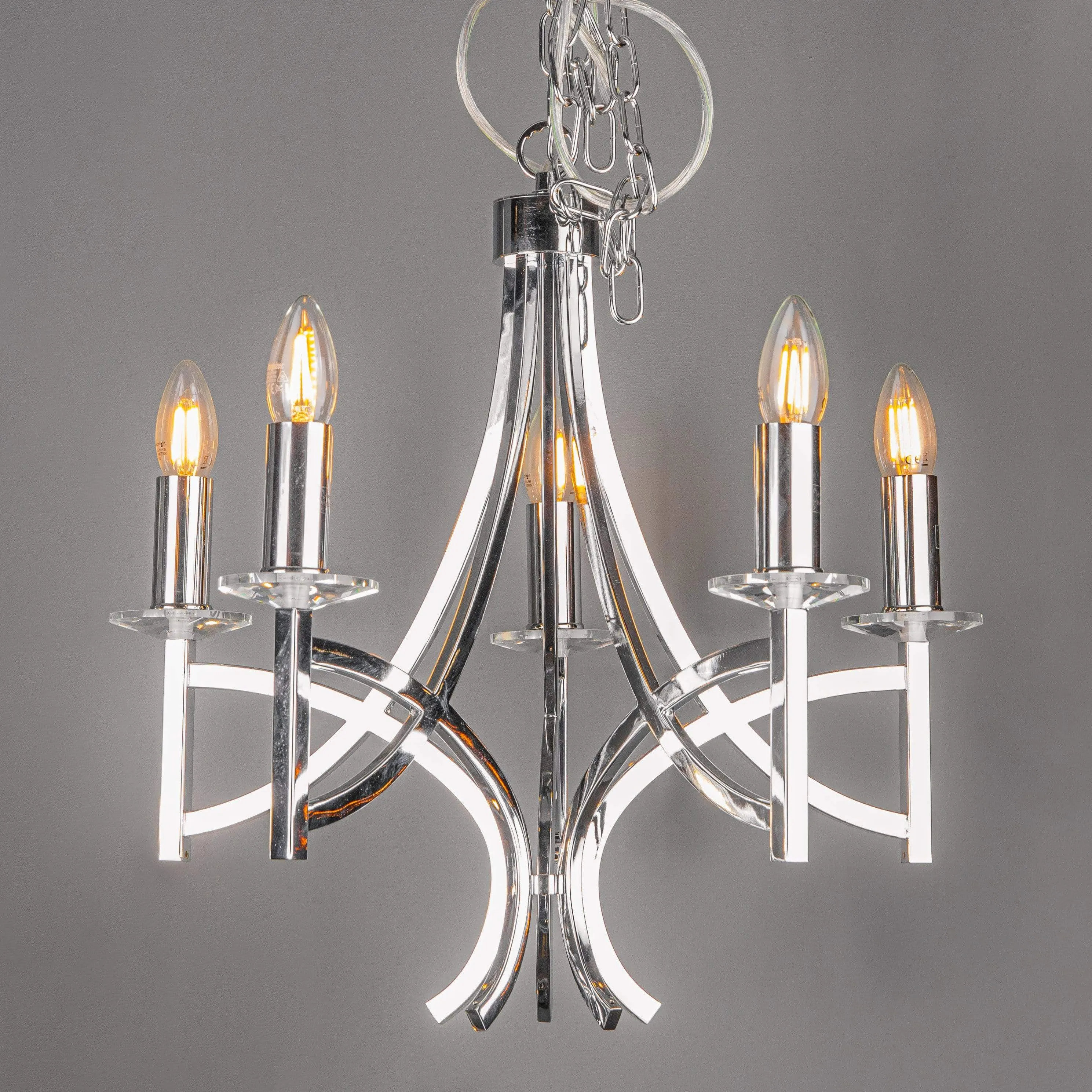 Madrid 5 Light Polished Chrome & Crystal Pendant Ceiling Light
