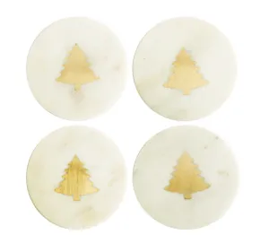 Marble Coasters w/ Brass Tree Inlay